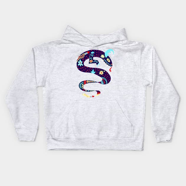 Blue Chinese New Year Dragon with Fireworks Kids Hoodie by narwhalwall